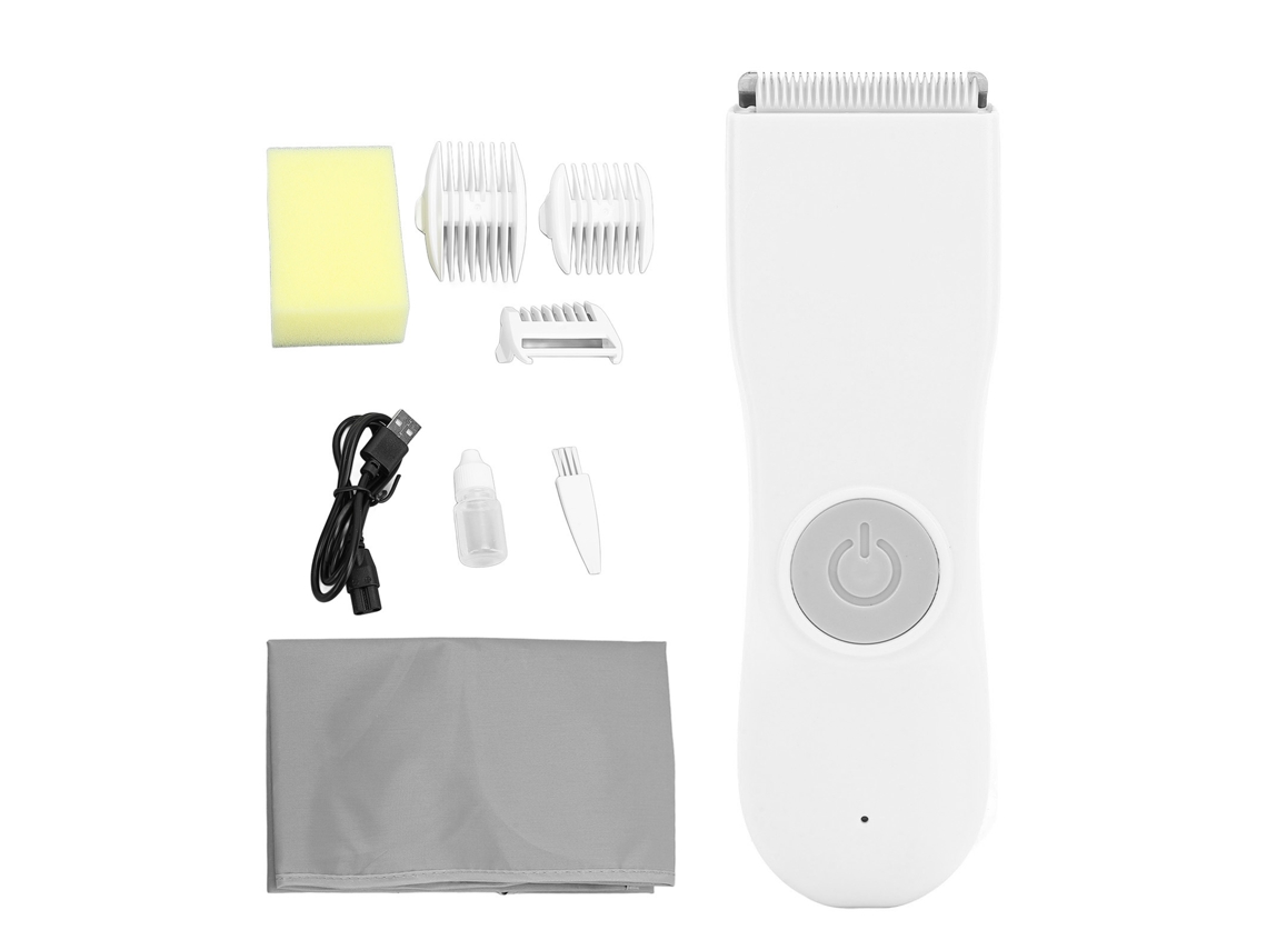 Tesoura Elétrica Para Bebê Ultra Silenciosa Recarregável Ipx7 Com 3 Pentes De Corte Branco