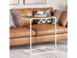 Mesa Auxiliar | Mesa Lateral De Madera Contrachapada Blanco 55x35x66 Cm