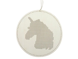 Móvil de madera para bordar - Unicornio 22 x 22 cm