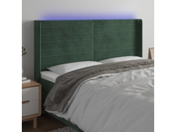 Cabecerocabecero De Camapanel De Cabecera Con Led De Terciopelo Verde Oscuro 203x16x118/128 Cm