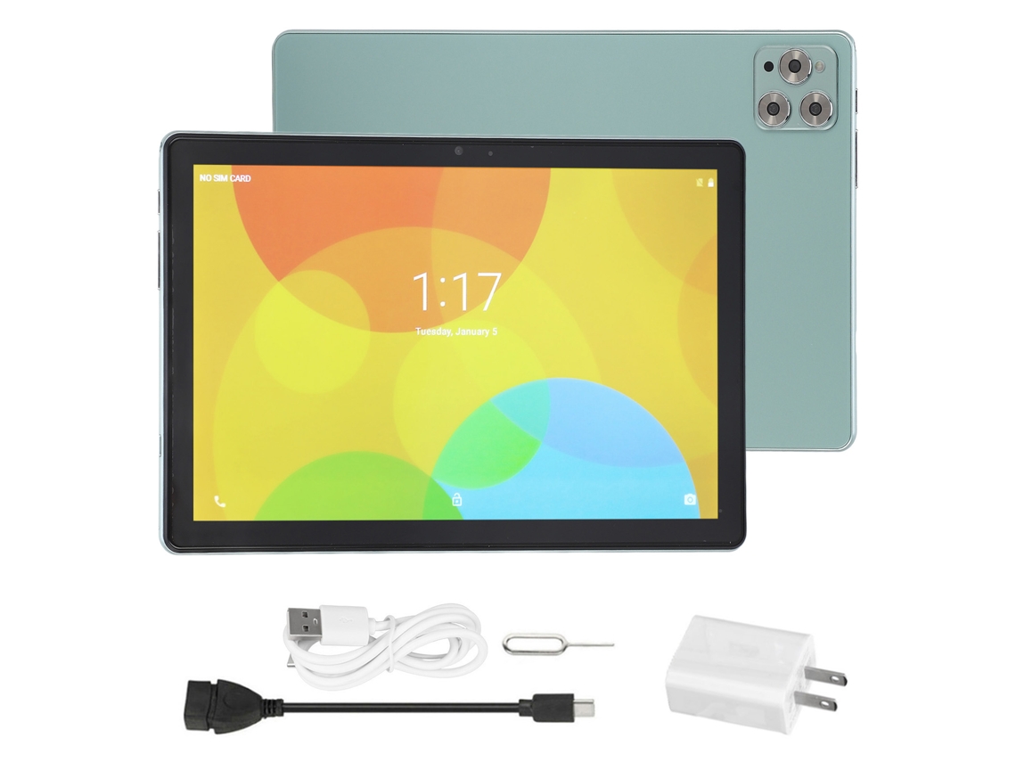 Tableta Android 10.1 de 10.1 pulgadas, 4 GB, 6 GB de RAM, 128 GB de ROM, color verde, para juegos, luz dorada