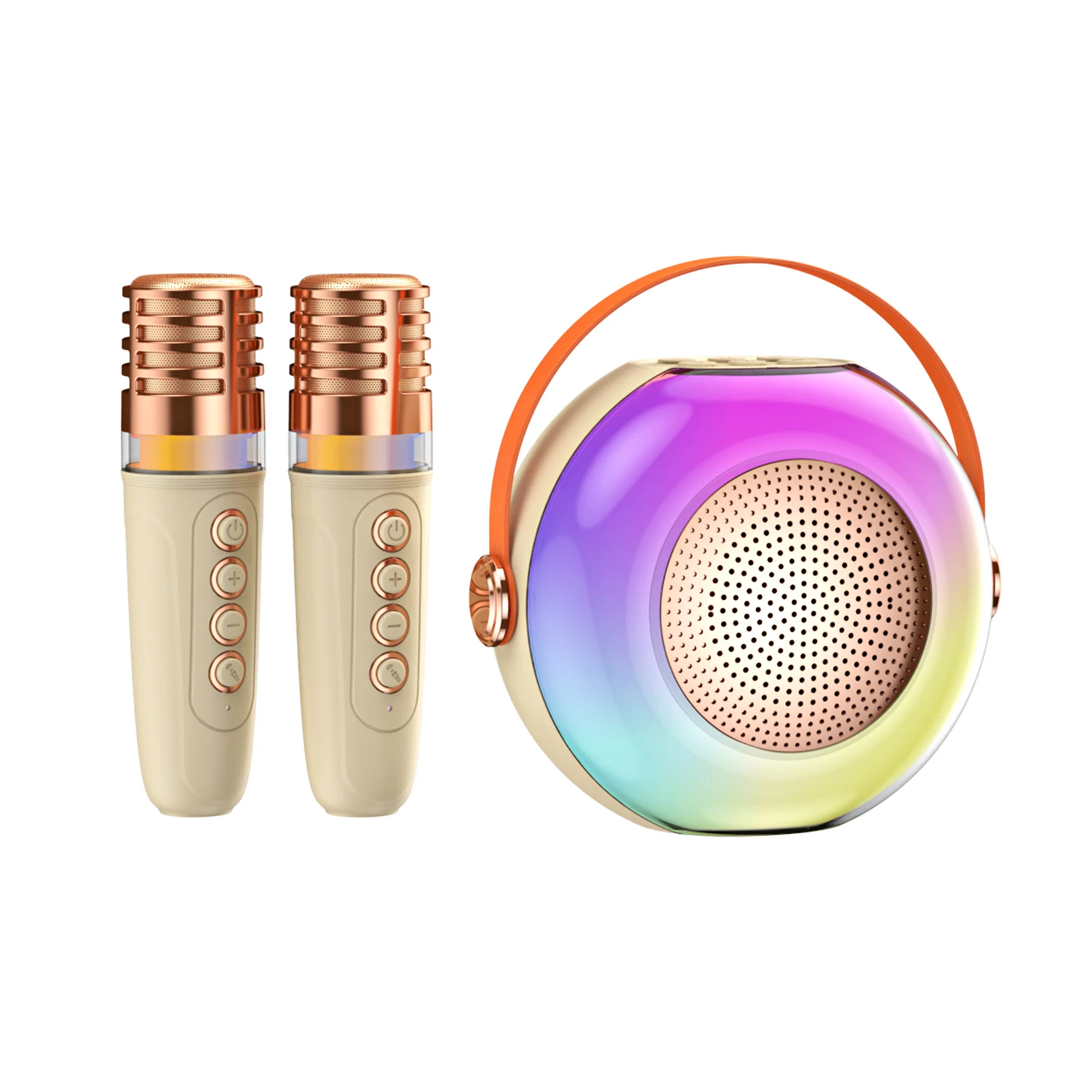 Altavoz Con Micrófono Bluetooth (marrón Claro) Con Efectos De Iluminación Rgb Y Control Por Voz.