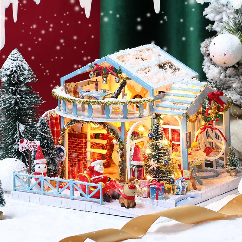 Conjunto De Casa De Muñecas Noche De Invierno, Montaje Diy En Madera 3d