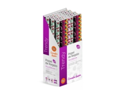 Pack 50 Rollos Papel Regalo Trendy 2m X 70cm Diseño Moderno, Caja Expositora, Estilo Actual, Resistente, Listo Para Tienda, Regalos Eventos Tiendas Comercios - Fp Fiesta Paper