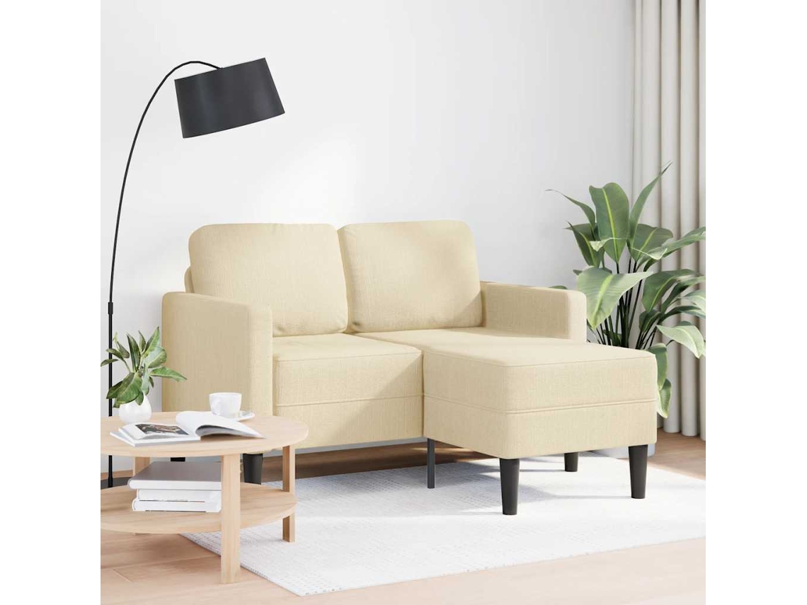 Sofá De 2 Plazas | Sofá De Salón | Sofá De Descanso Con Chaise Longue En Forma L Tela Crema 125 Cm
