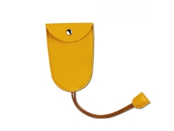 Funda para llave de coche de PU, colores brillantes, soporte portátil para llaves con clip y anilla, color amarillo Hexinyigjly