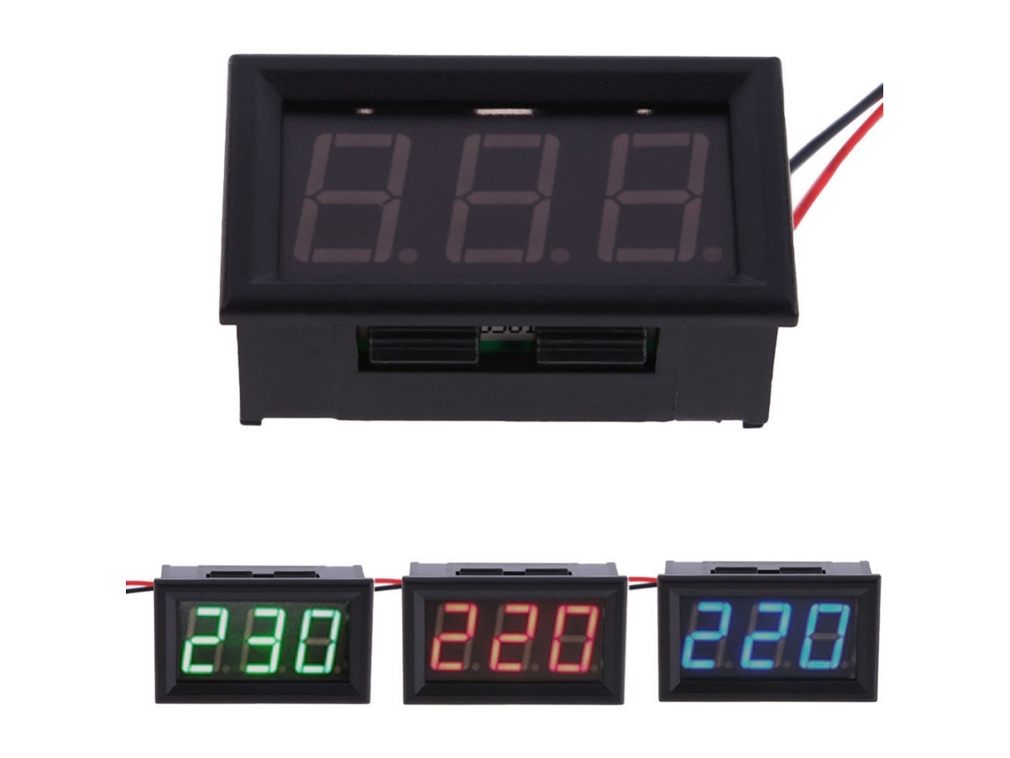 Voltímetro Digital Con Panel Led De 0,56 Pulgadas Y Dos Cables, Medidor De Voltaje Cc De 70-500 V.