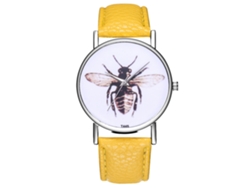 Reloj De Cuarzo Analógico Hombre Con Correa De Cuero Pu Deportivo (amarillo)