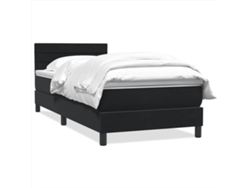 Maison Exclusive - Cama Box Spring Con Colchón Cuero Sintético Negro 80x220 Cm