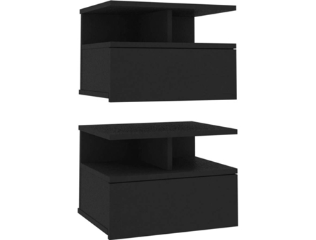 Conjunto 2 Mesita de noche flotante VIDAXL Negro Madera contrachapada (40x31x27 cm)