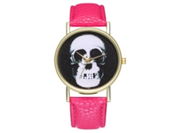 Reloj De Pulsera Casual De Cuarzo Unisex De Piel Sintética Zhoulianfa En Color Rosa Y Rojo.
