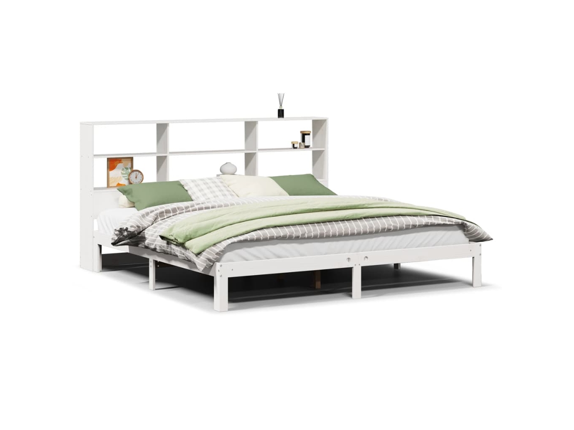Maison Exclusive - Cama Con Estantería Sin Colchón Madera Maciza Blanca 180x200 Cm