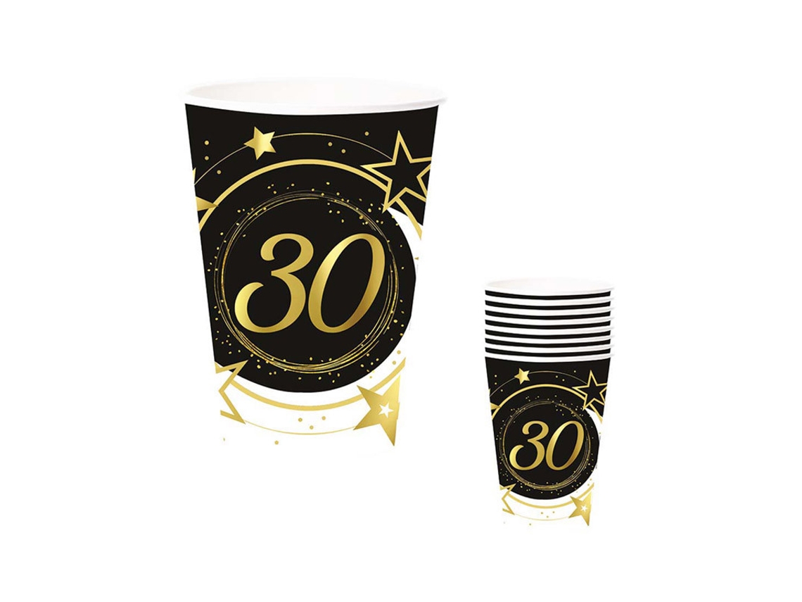 Tazas Desenchables GUIRCA Pack de 6 vasos de 30 años 240ml (90 cm)