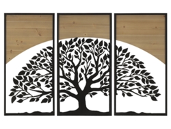 Conjunto de 3 paneles decorativos 3D en metal marrón y madera 105x2x70 cm Mauro Ferretti