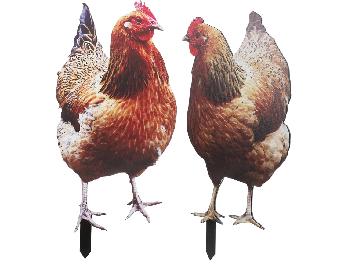 Kichouse Juego De 2 Figuras Decorativas De Pollos De Acrílico, Adornos De Jardín Para Exteriores, Fabricados Con