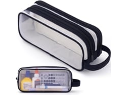 Estuche Transparente De Doble Compartimento Para Lápices (negro)