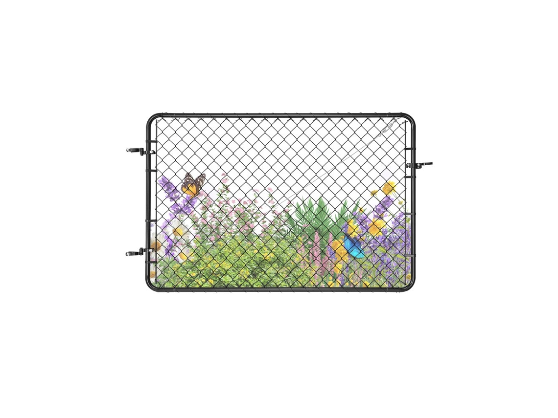 Puerta de jardín de 183 x 122 cm en acero galvanizado con revestimiento de PVC negro Tekmaquinas