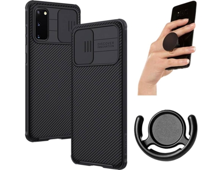 Carcasa, Popsocket y Soporte Samsung S20 Camshield Nillkin Negro