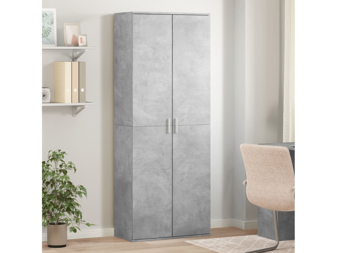 Aparador Alto | Mueble De Comedor | Buffet Alto Madera De Ingeniería Gris Hormigón 70x35x180 Cm Wsd72652