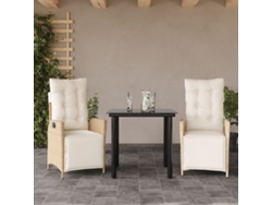 Juego de comedor de jardín de 3 piezas con cojines de mimbre beige de DKD Home Decor