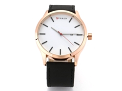 Reloj De Pulsera Analógico De Cuarzo Para Hombres Con Dial Redondo Curren Moda (café Blanca)