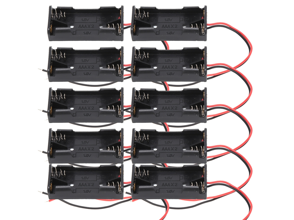 10 Portapilas Aaa (2 X 3 X) Con Cable De Plástico Aislado Para Juguetes, Electrodomésticos Y Mandos A Distancia.