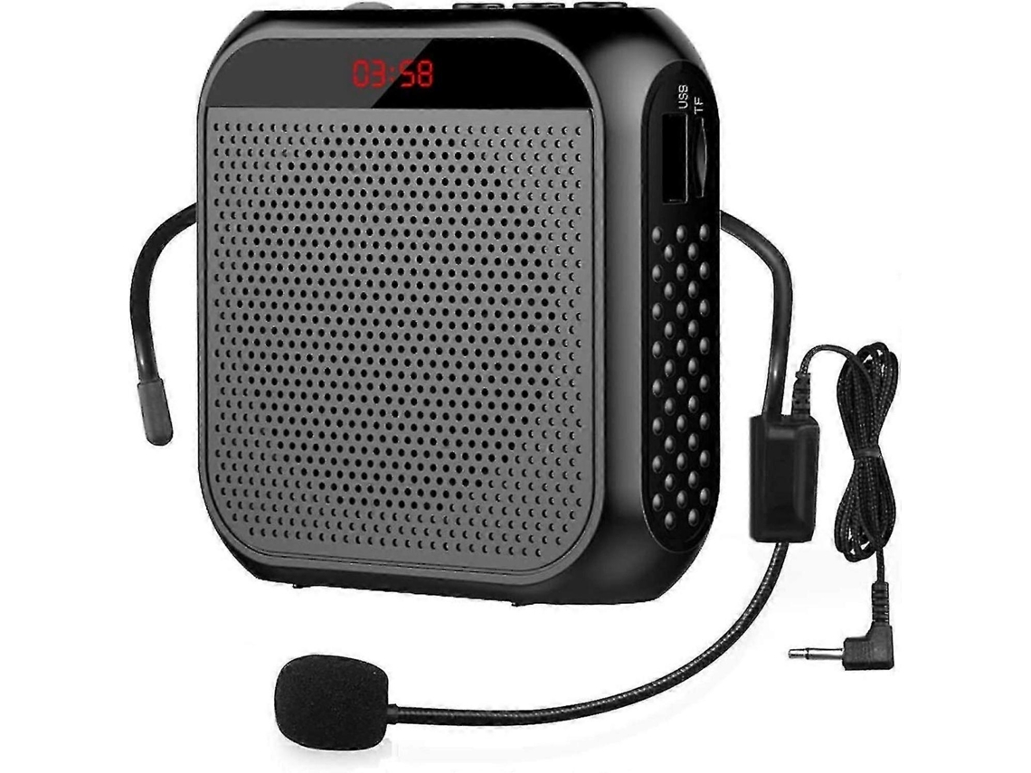 Amplificador de voz portátil con micrófono y auriculares, altavoz recargable de 1200 mAh Hk717 Olysi Shop (negro)