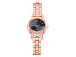 Reloj De Pulsera Informal Para Mujer Lvpai Con Brazalete De Acero Y Cristales De Diamantes De Imitación Negros En Oro Rosa.