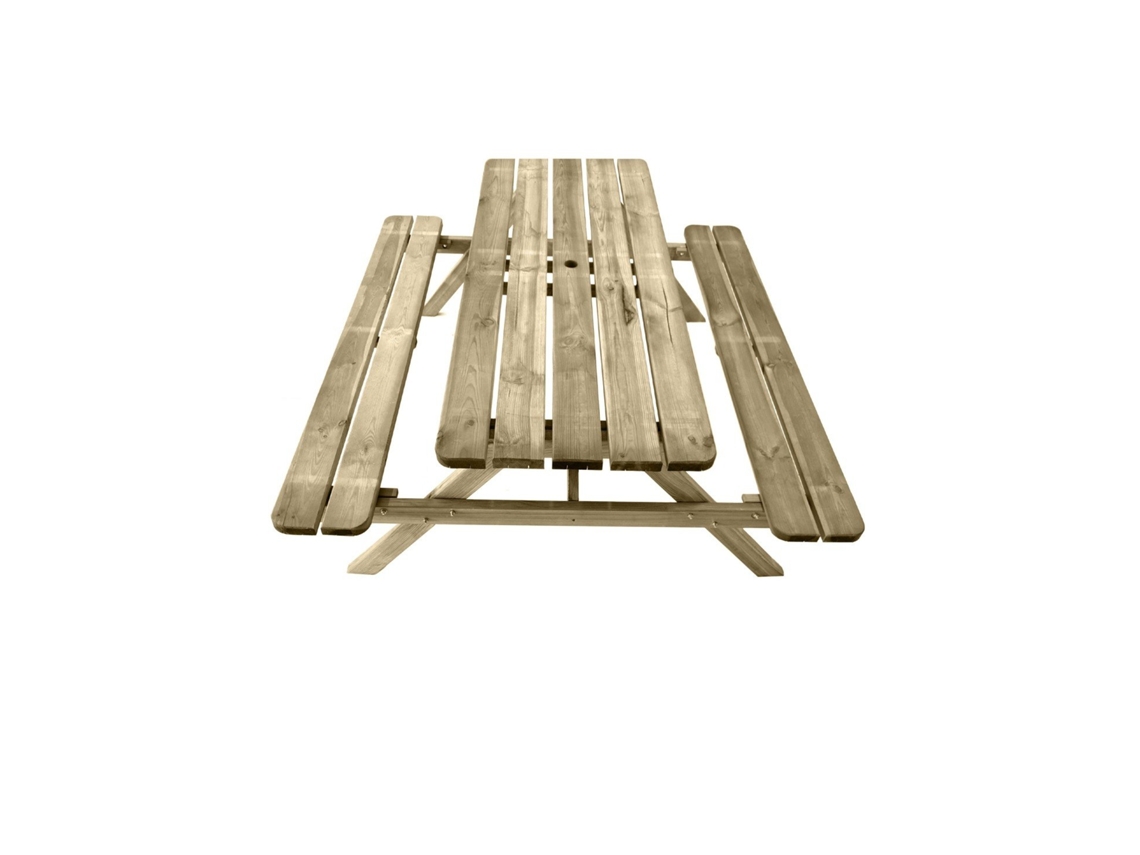 Mesa De Picnic Para 6-8 Adultos | Resistencia | Comedero De Madera Para Exterior | 177 X 152 X 71 Cm Natural