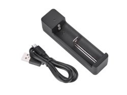 Cargador De Baterías Usb Universal De Un Solo Slot Led Inteligente Para Celdas Li Ion 18650 26650 14500 Negro