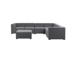 Sofá esquinero 7 plazas modular de poliéster gris oscuro/negro izquierdo con reposapiés BELIANI Arezzo