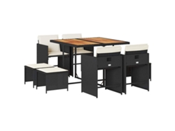 Maison Exclusive - Set De Comedor De Jardín 9 Pzas Y Cojines Ratán Sintético Negro