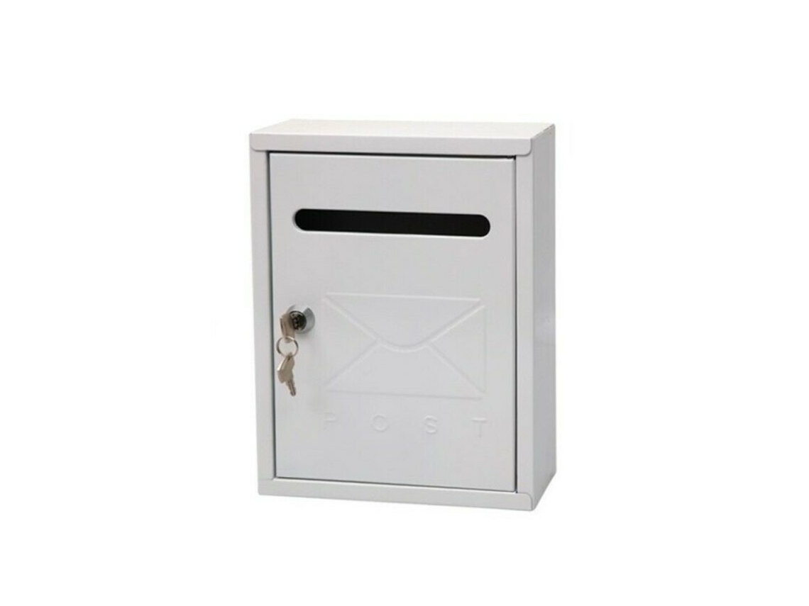 Buzon exterior blanco de metal para paqueteria correo de pared KMT