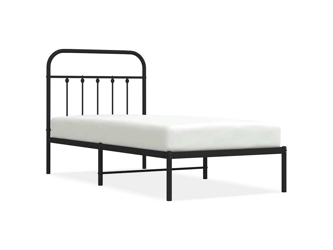 Maison Exclusive - Estructura Cama Sin Colchón Con Cabecero Metal Negro 90x200 Cm