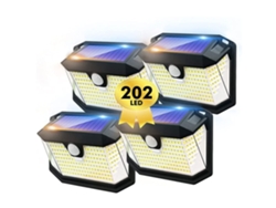 Iluminación panorámica para jardín con LED solares: 4 juegos de lámparas solares exteriores impermeables con sensor de movimiento*.