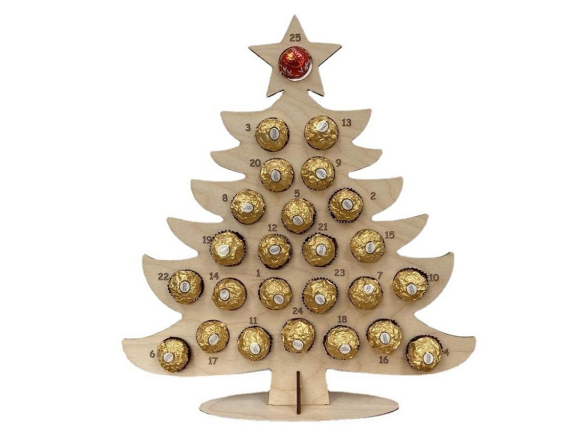 Calendario De Adviento De Madera Con Soporte Para Chocolates, Adorno Navideño Decorativo, Regalo
