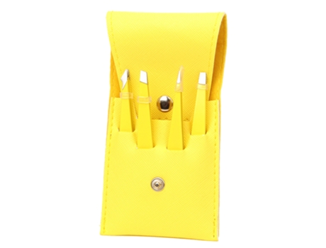 Juego De Recortadores De Cejas - Juego De 4 Piezas En Amarillo Limón - Diseño De Pinzas Con Colores Brillantes JEIIBRZUI