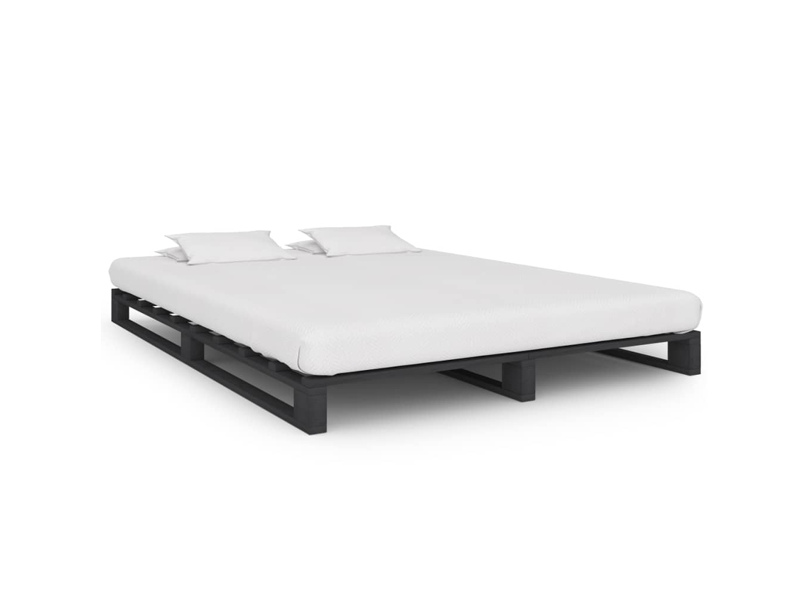 Estructura De Cama De Palets Madera Maciza Pino Gris 120x200 Cm