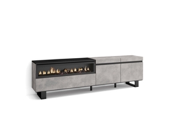 Mueble TV Televisión 200x57x35cm Para TV hasta 80 Chimenea eléctrica Diseño industrial Cemento