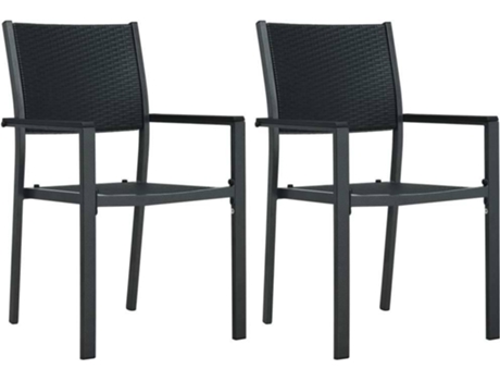 Conjunto 2 Silla de jardín VIDAXL Negro Plástico (58.5x53.5x88.5 cm)