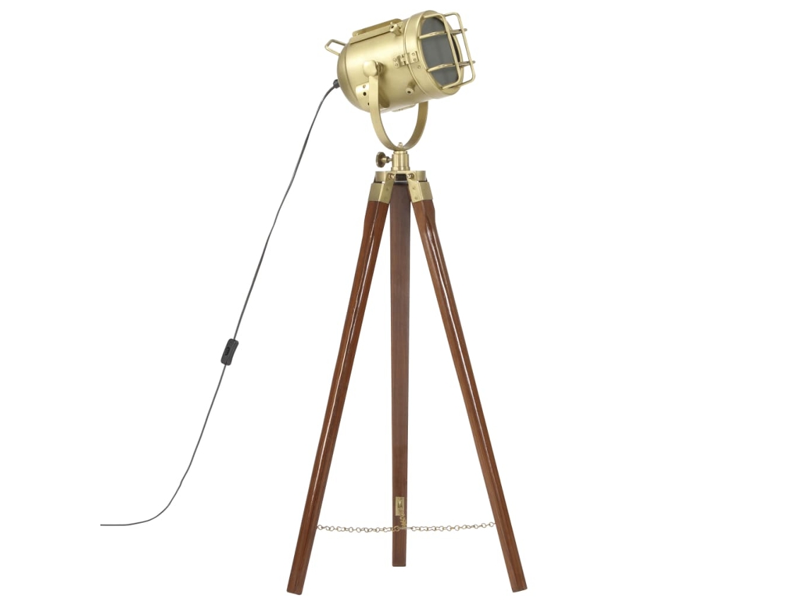 Lámpara Luminaria de Pie Trípode 97 cm Madera de Mango Maciza