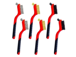 Set De 6 Cepillos De Alambre - Cerdas De Nylon/ Latón/ Acero Inoxidable Con Mango Curvo, 7 Pulgadas