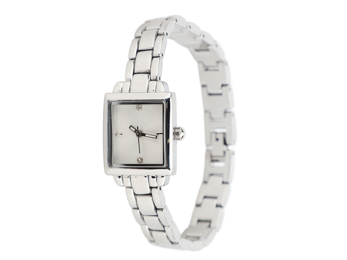 Reloj De Mujer De Acero Inoxidable Con Diamantes De Imitación Rectangulares, Resistente Al Agua Hasta 30 M, Para Uso Diario.