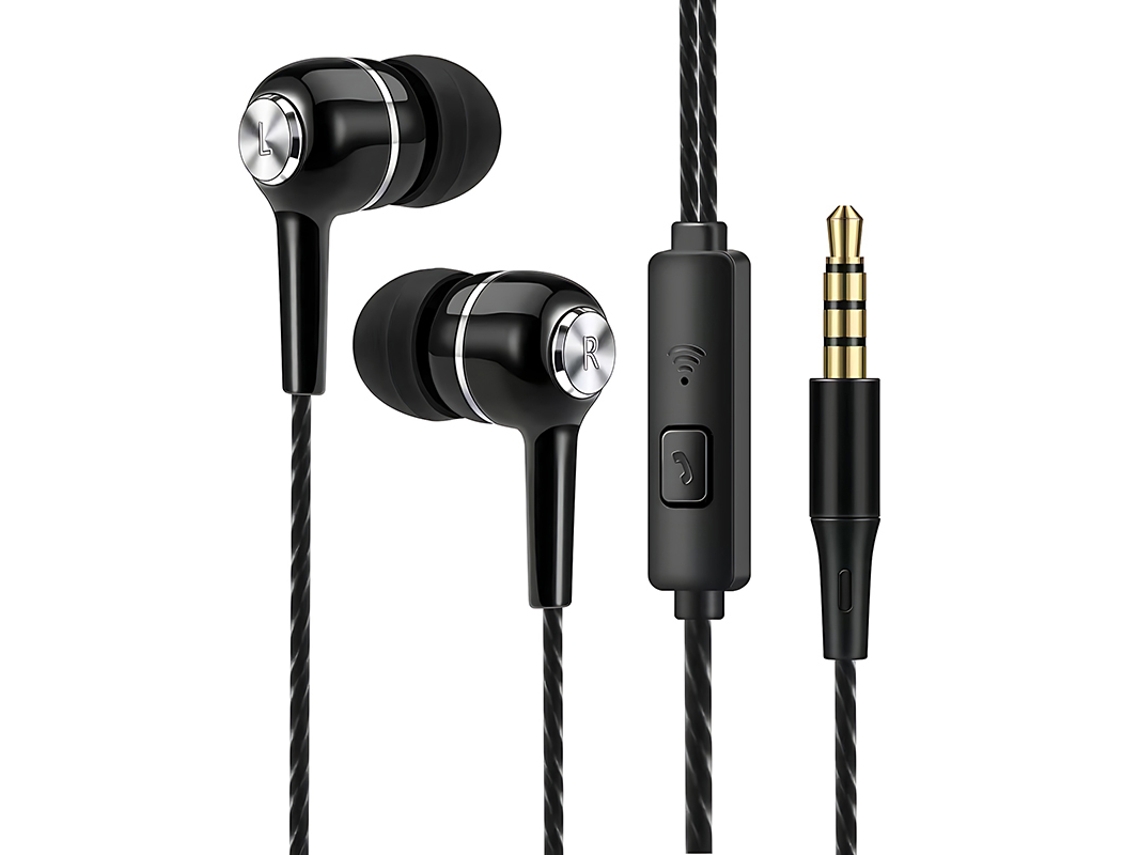 Auriculares Con Cable (negros) Con Micrófono, Estéreo Hifi Con Graves Potentes.