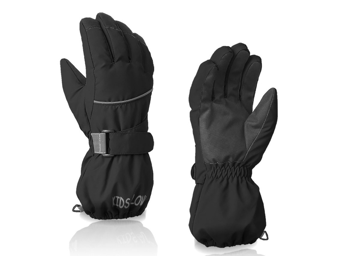 Guantes de esquí impermeables para jóvenes y niños, guantes cálidos de cinco dedos