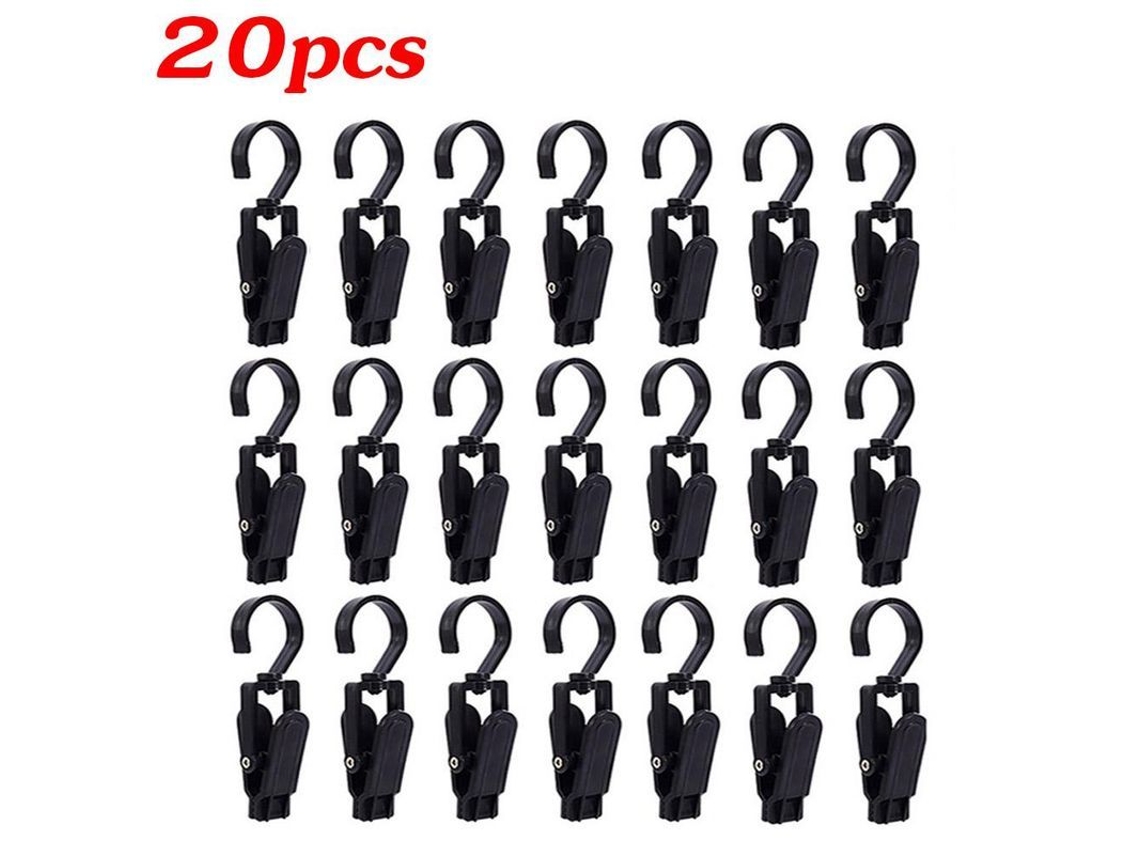 Pinzas Giratorias De 360° (20 Unidades) Negras Para Ropa, Sombreros Y Toallas. Resistentes Al Viento.