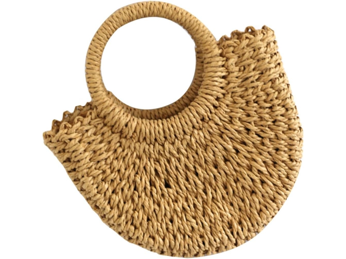Bolsa De Almacenamiento Portátil Grande De Paja Tejida Para Mujer De Ciieeo, Ideal Para La Playa Y Las Compras.