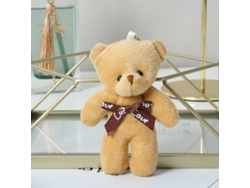 Oso de peluche de cabeza grande con corbata para el Día de San Valentín, cumpleaños o boda (marrón claro, 11 x 6 cm, 4,3 x 2,4 pulgadas).