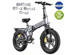 Bicicleta Eléctrica Plegable Engwe Ep-2 Boost Gris 250w 48v 13ah 120km Autonomía Cubiertas 20x4 Frenos Disco Shimano 7v Sensor Par Suspensión
