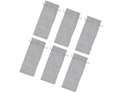 Juego De 6 Bolsas Para Vino, De Lona De Yute Gris Con Cordón Ajustable, Para Botellas De 15x35
